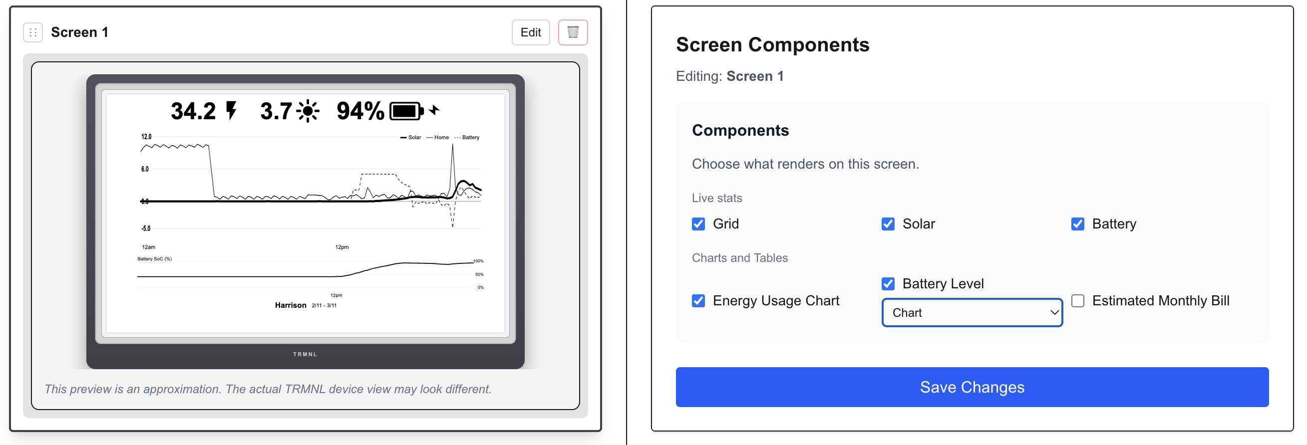screenshot of trmnl plugin management